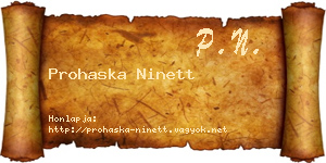 Prohaska Ninett névjegykártya